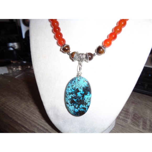 Carnelian, Azurite, Tiger Eye Necklace - Picture 4 of 10